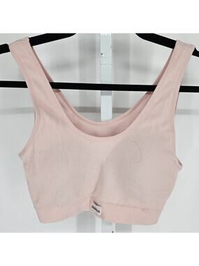 Danskin Womens Sz M Medium Impact Sports Bra Ribbed Light Pink